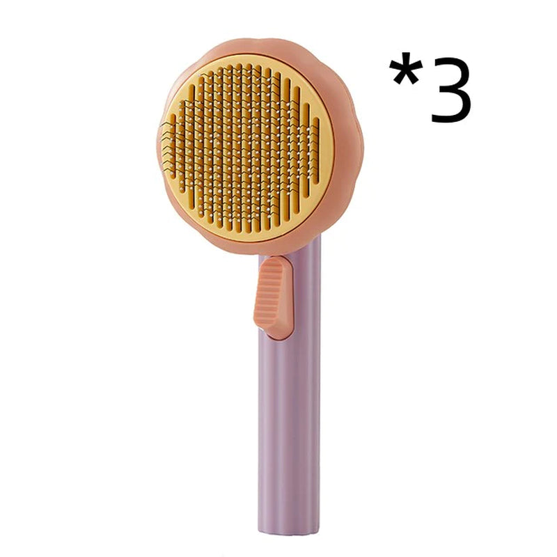 Handheld Self-Cleaning Steel Wire Cat Brush for Efficient Hair Removal