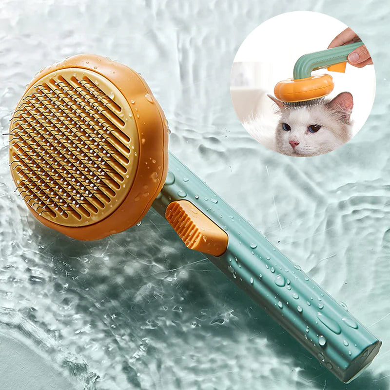 Handheld Self-Cleaning Steel Wire Cat Brush for Efficient Hair Removal